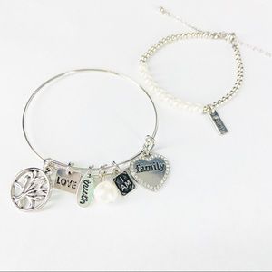 2 Charm Bracelets Set I AM Love Truth Family